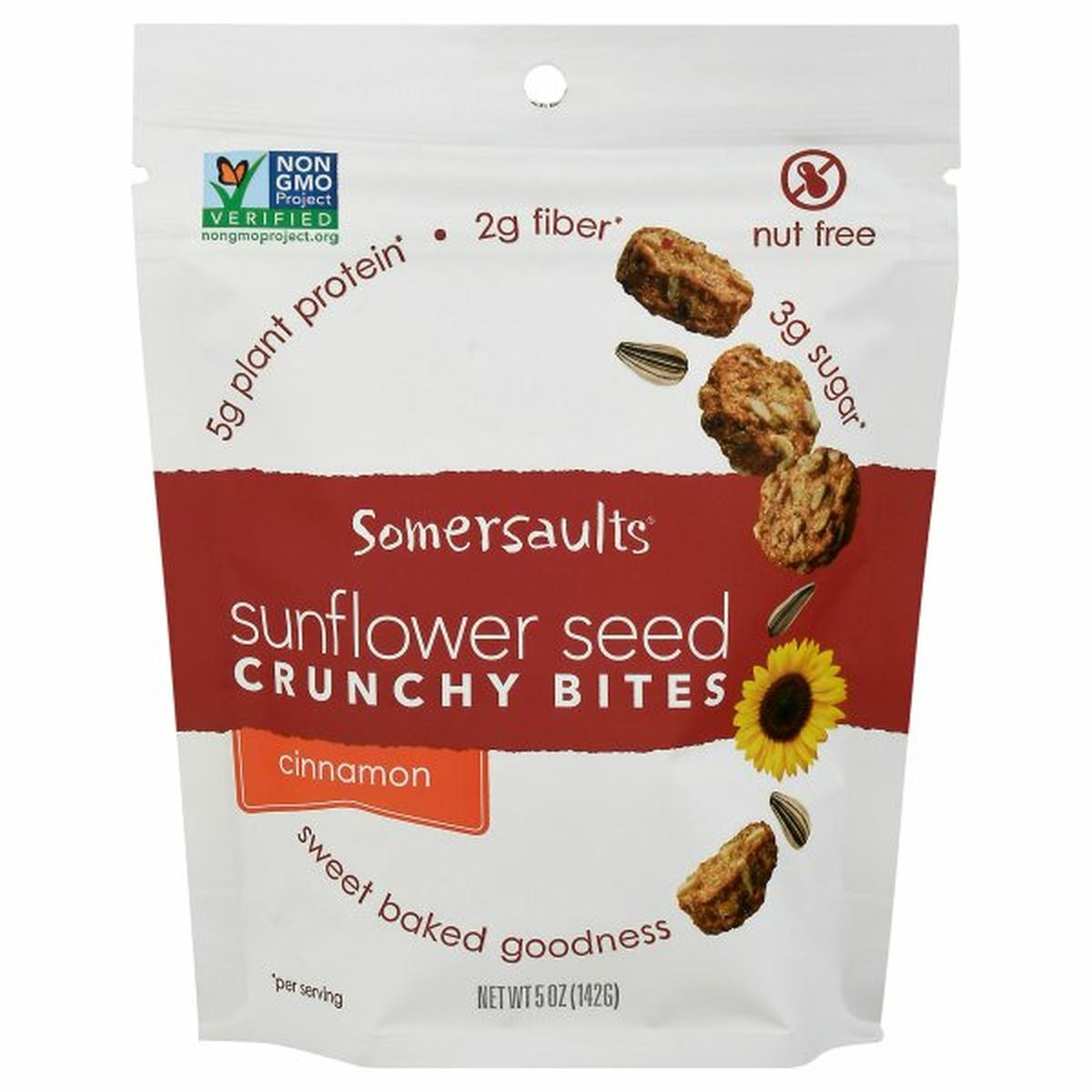 Calories in Somersaults Snack Co Crunchy Bites, Sunflower Seed, Cinnamon