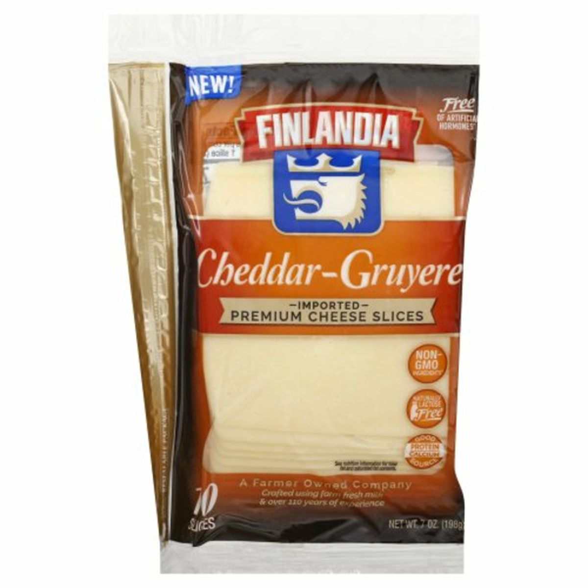 Calories in Finlandia Cheese Slices, Premium, Cheddar-Gruyere