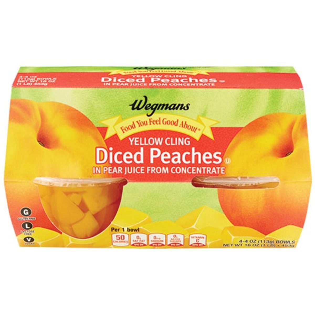 Calories in Wegmans Yellow Cling Diced Peaches