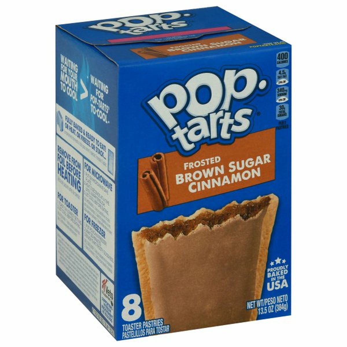 Calories in Kellogg's Pop-Tarts Toaster Pastries, Brown Sugar Cinnamon, Frosted, 8 Pack