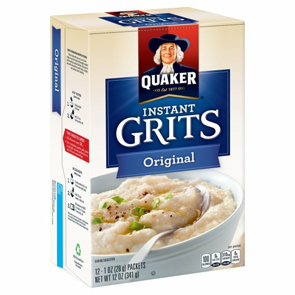 Calories in Quaker Instant Grits Instant Oats Hot Cereal, Regular