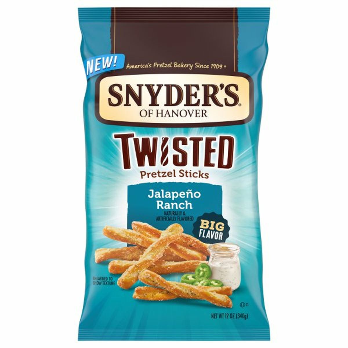 Calories in Snyder's of Hanovers Twisted Pretzel Sticks, Jalapeno Ranch Flavored, Twisted