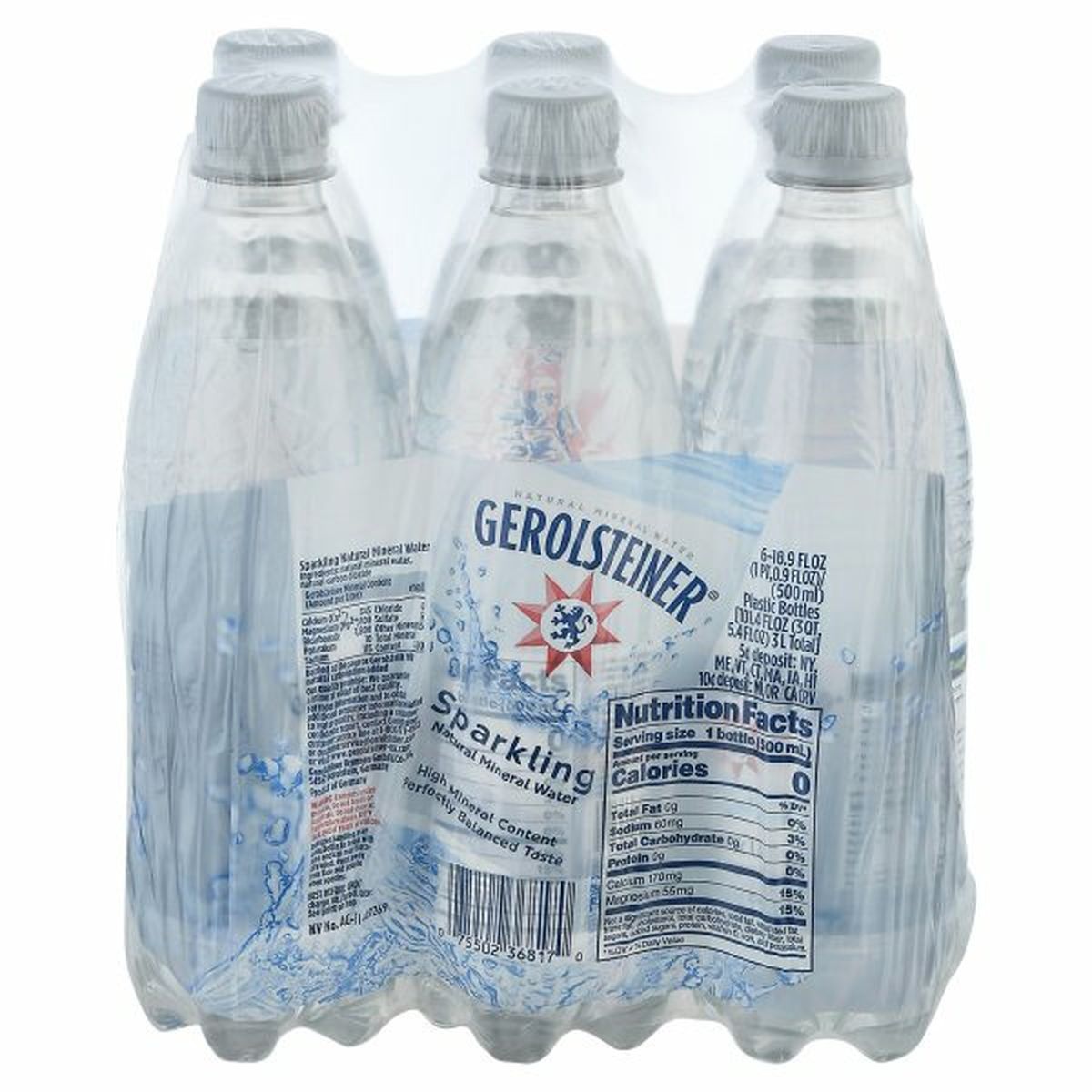 Calories in Gerolsteiner Natural Mineral Water, Sparkling