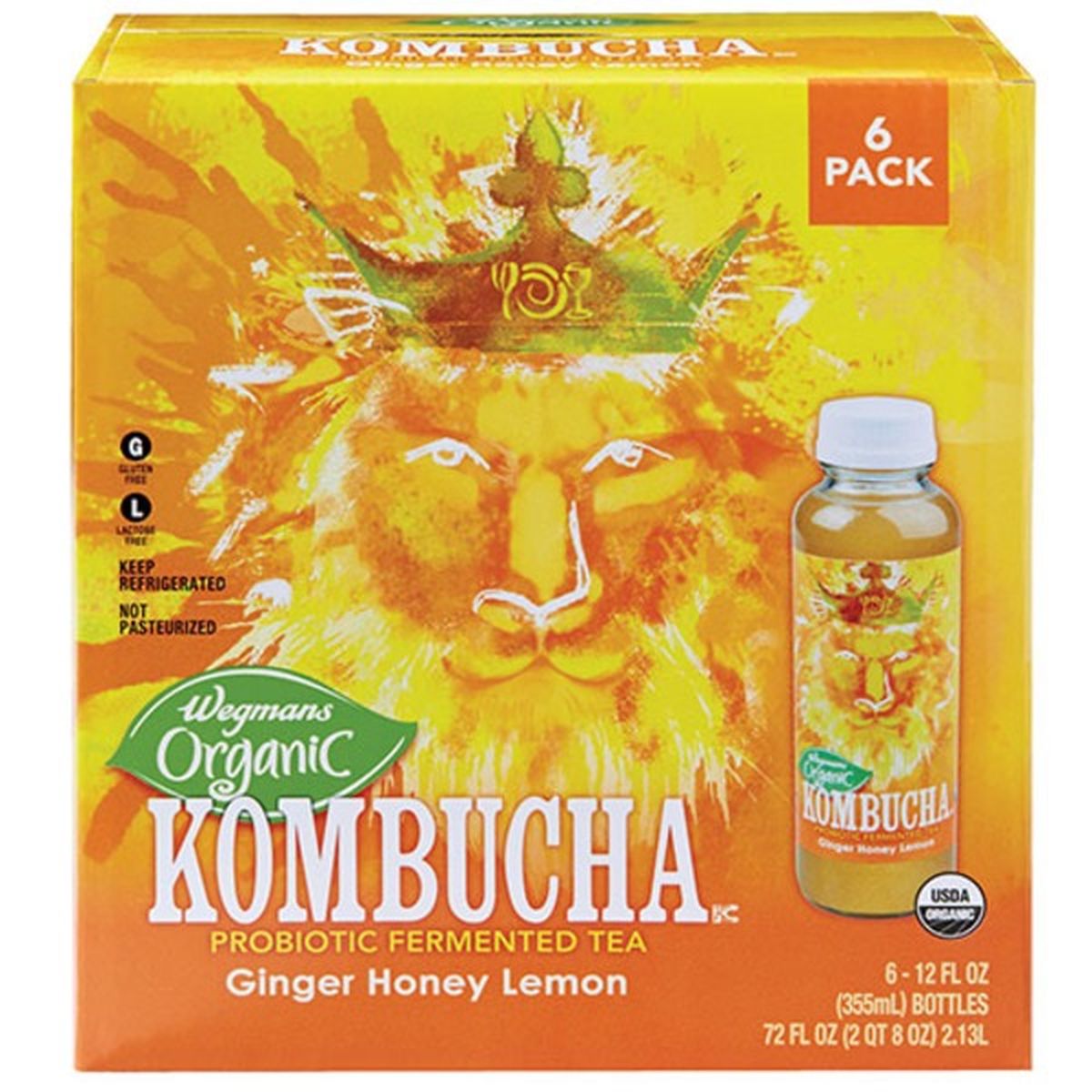 Calories in Wegmans Organic Ginger Honey Lemon Kombucha, FAMILY PACK