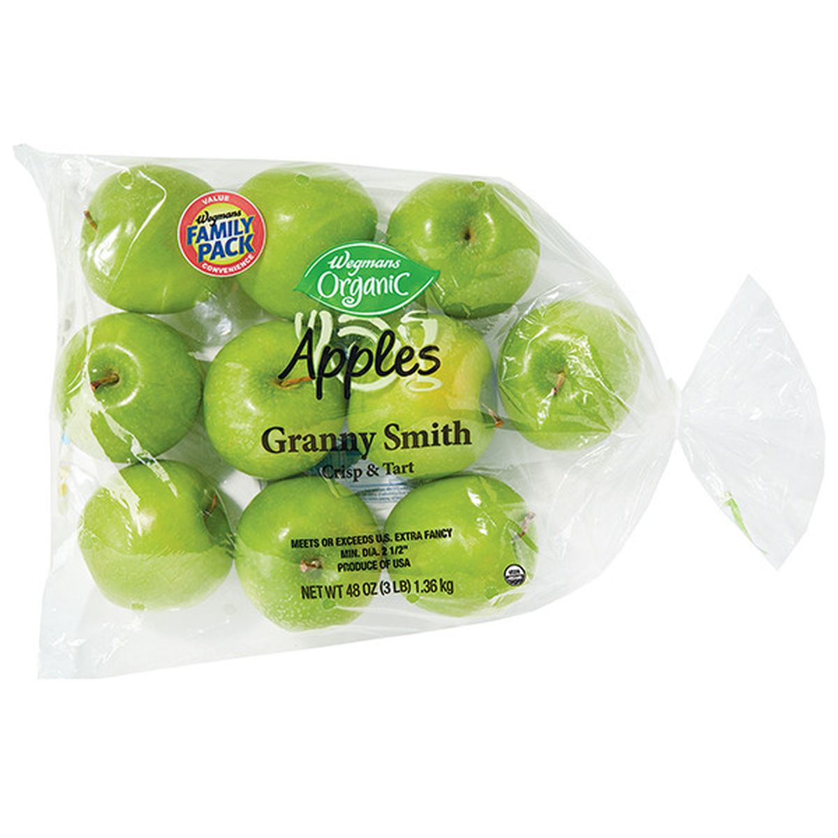 Calories in Wegmans Organic Bagged Granny Smith Apples, FAMILY PACK