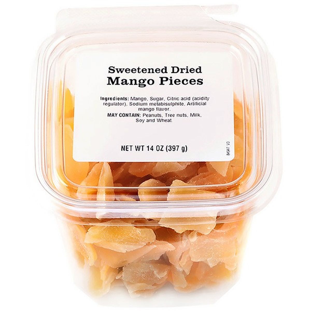 Calories in Johnvince Foods Sweetened Dried Mango Pieces Tub