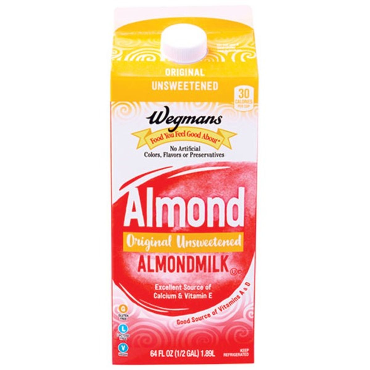 Calories in Wegmans Almondmilk, Original Unsweetened