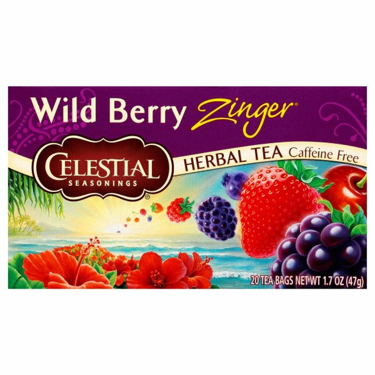 Calories in Celestial Seasonings Herbal Tea, Caffeine Free, Wild Berry Zinger, Tea Bags