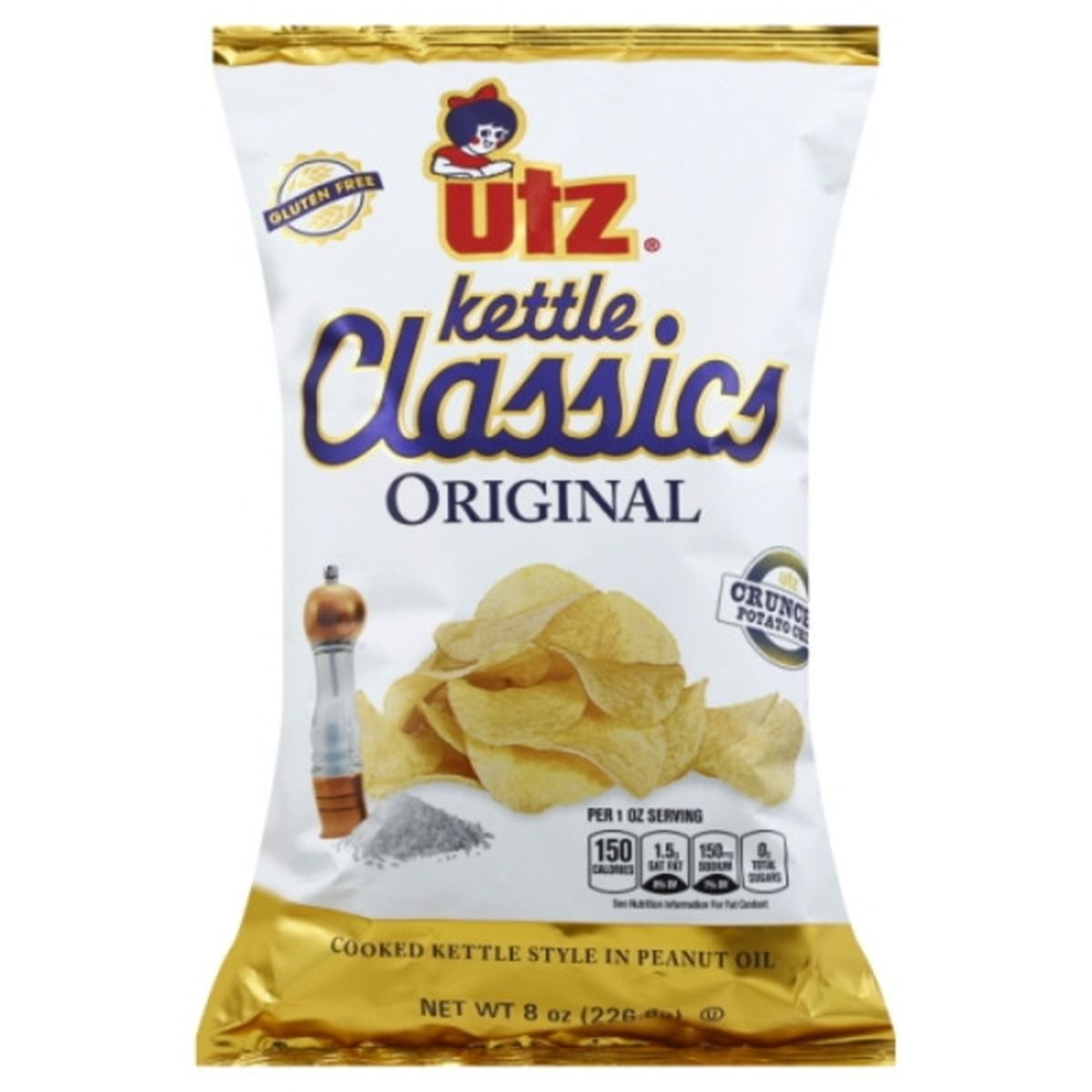 Calories in Utz Kettle Classics Potato Chips, Crunchy, Original