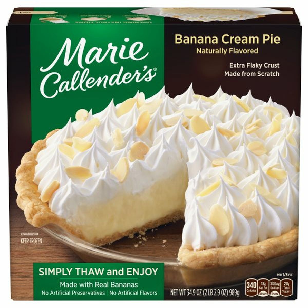 Calories in Marie Callender's Pie, Banana Cream