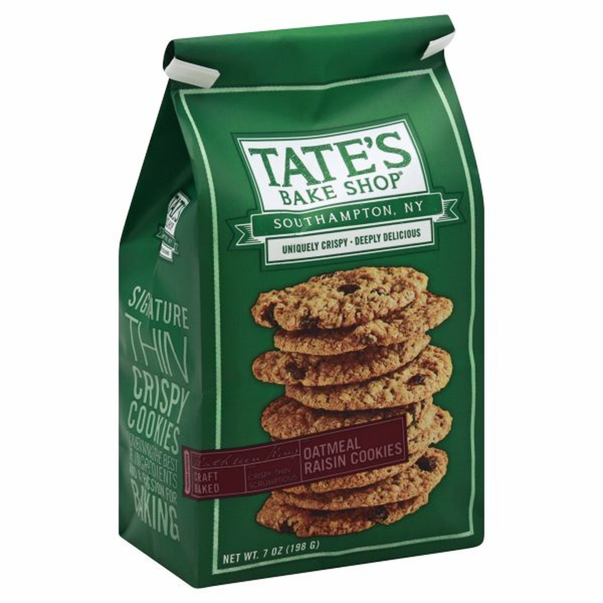 Calories in Tate's Bake Shop Cookies, Oatmeal Raisin
