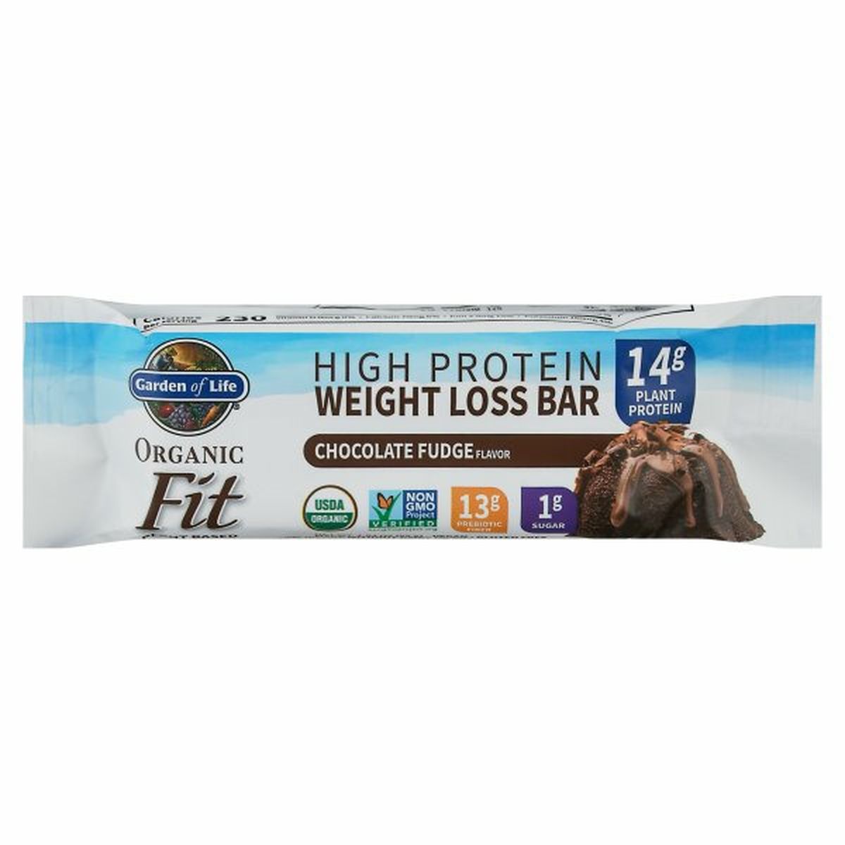 Calories in Garden of Life Weight Loss Bar, High Protein, Chocolate Fudge Flavor