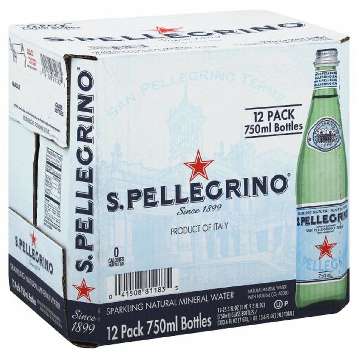 Calories in San Pellegrino Mineral Water, Natural, Sparkling