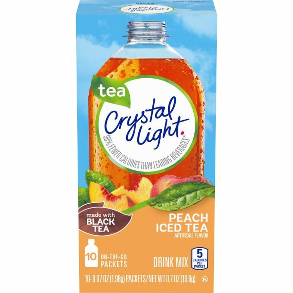 Calories in Crystal Light Peach Iced Tea On-The-Go Powdered Drink Mix