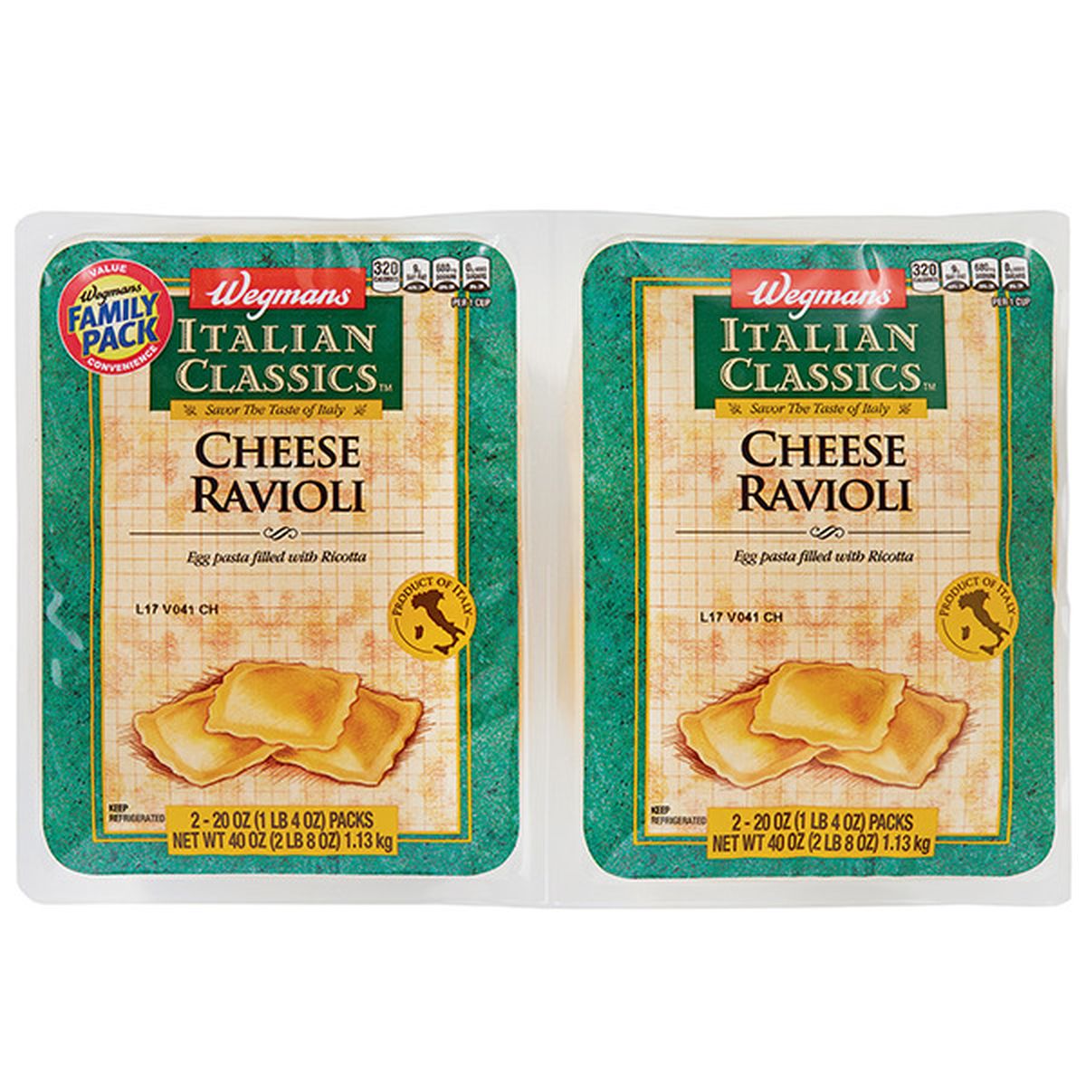 Calories in Wegmans Italian Classics Cheese Ravioli, FAMILY PACK