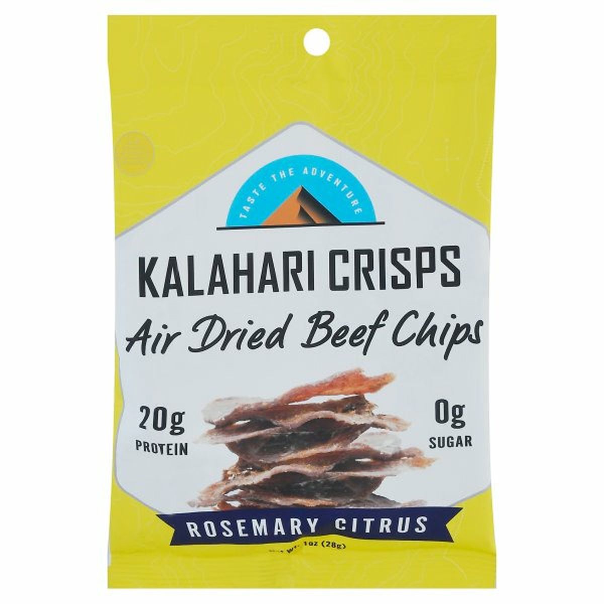 Calories in Kalahari Crisps Beef Chips, Rosemary Citrus