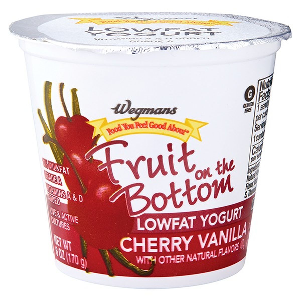 Calories in Wegmans Lowfat Cherry Vanilla  Fruit On The Bottom Yogurt