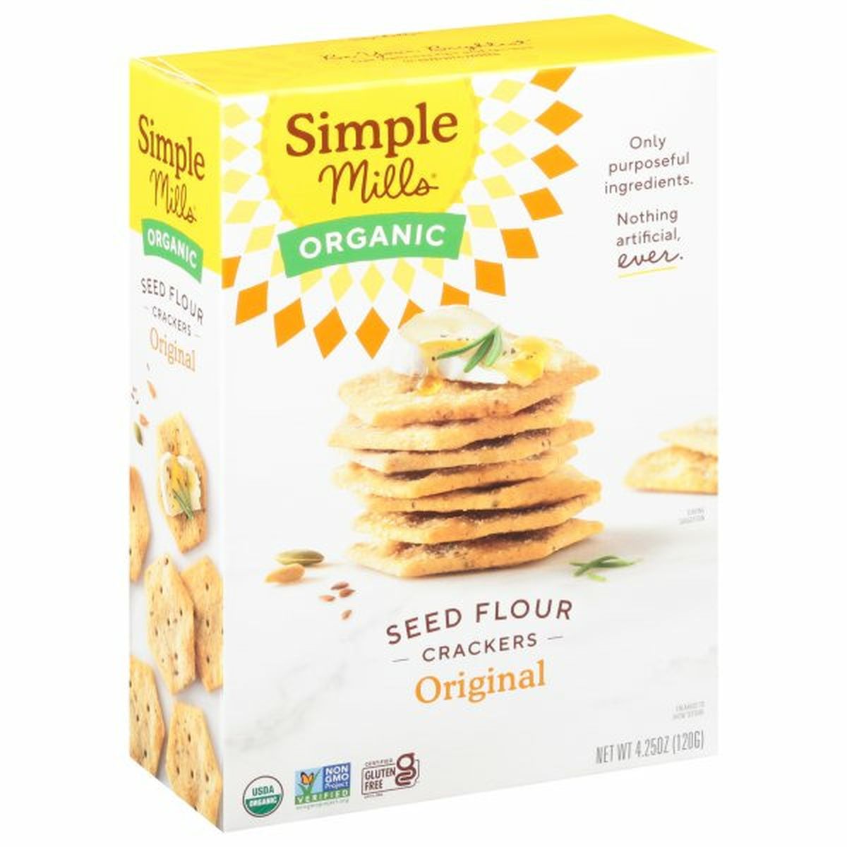 Calories in Simple Mills Organic Crackers, Original, Seed Flour