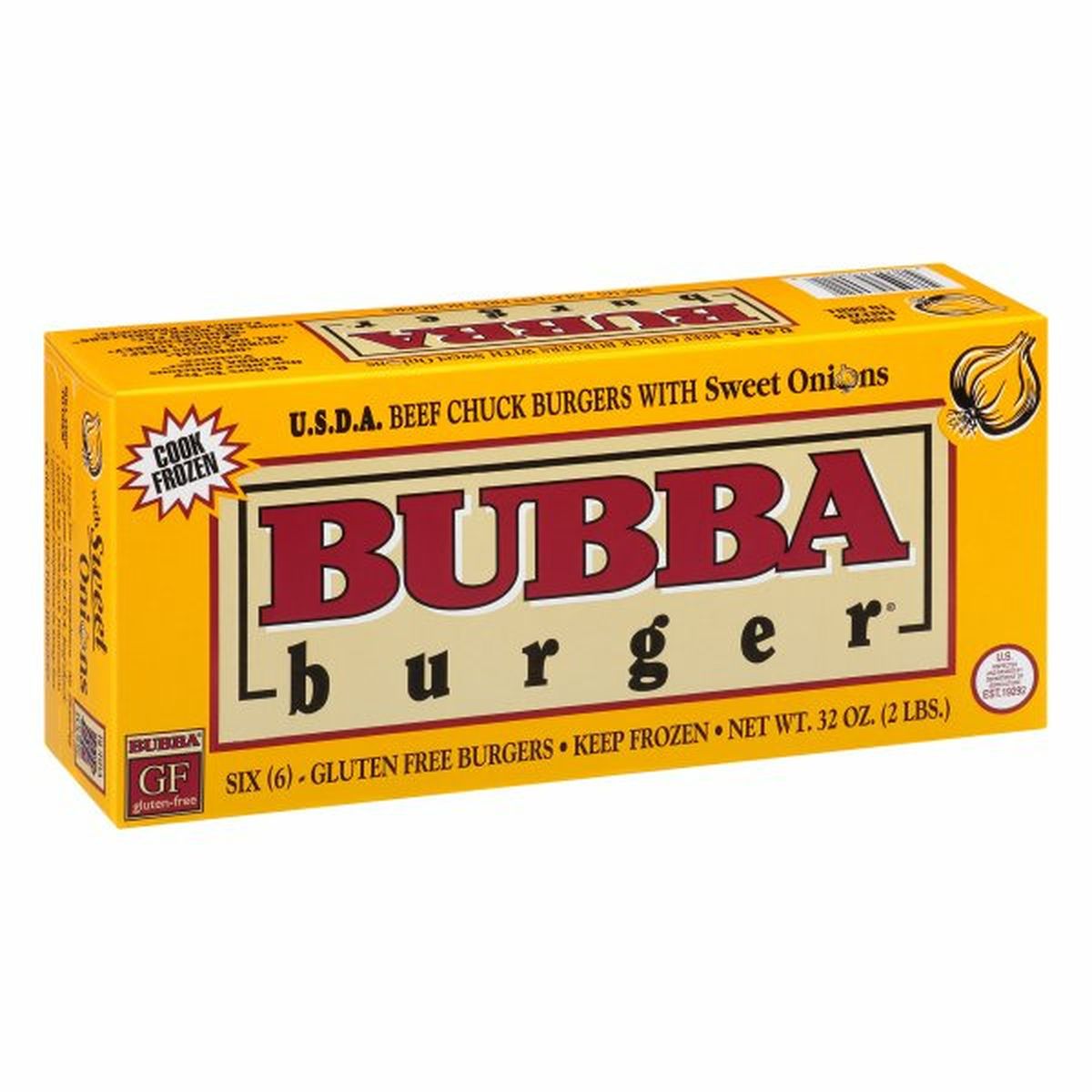 Calories in Bubba Burger Burgers, Beef Chuck with Sweet Onions