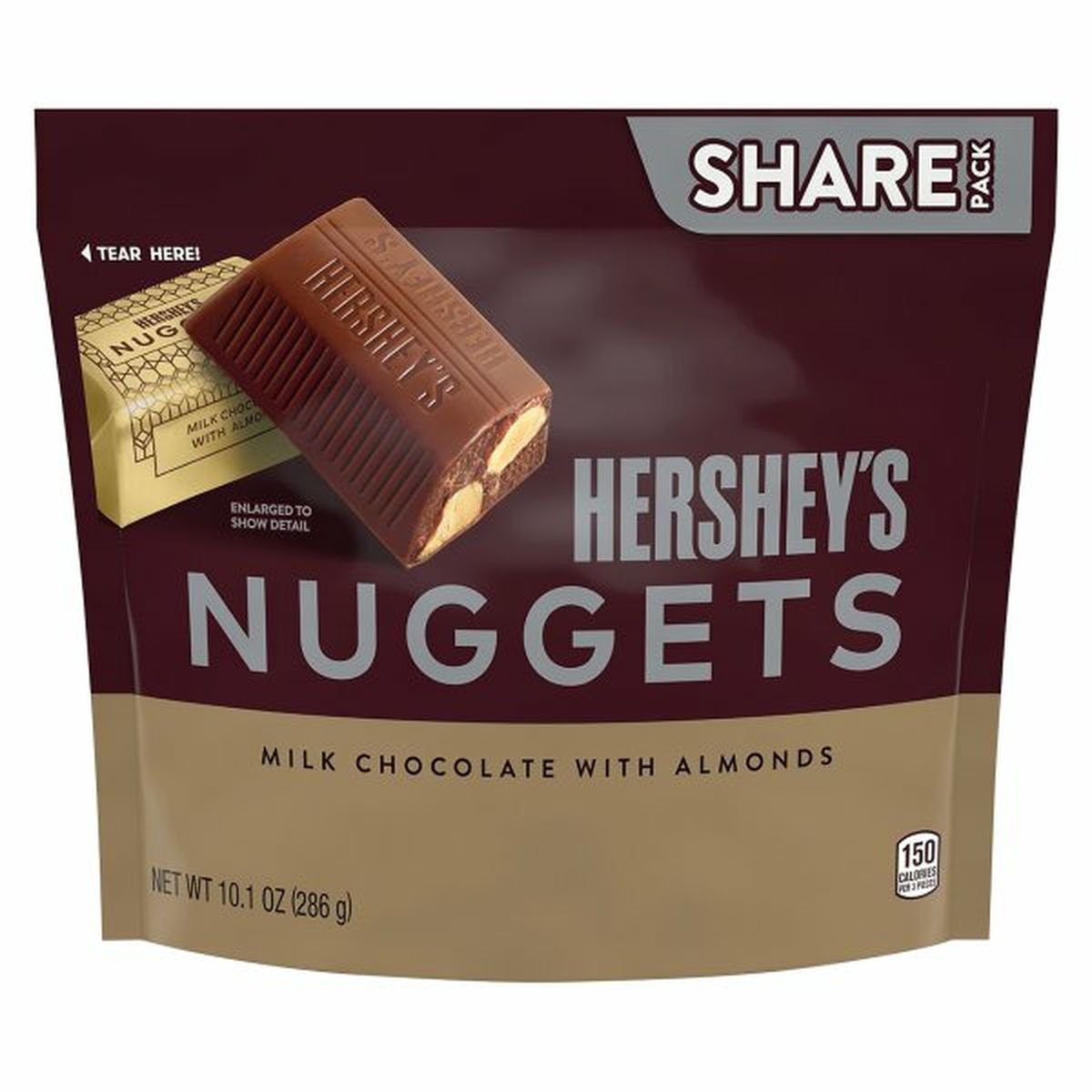 Calories in Hershey's Milk Chocolate With Almonds, Nuggets, Share Pack