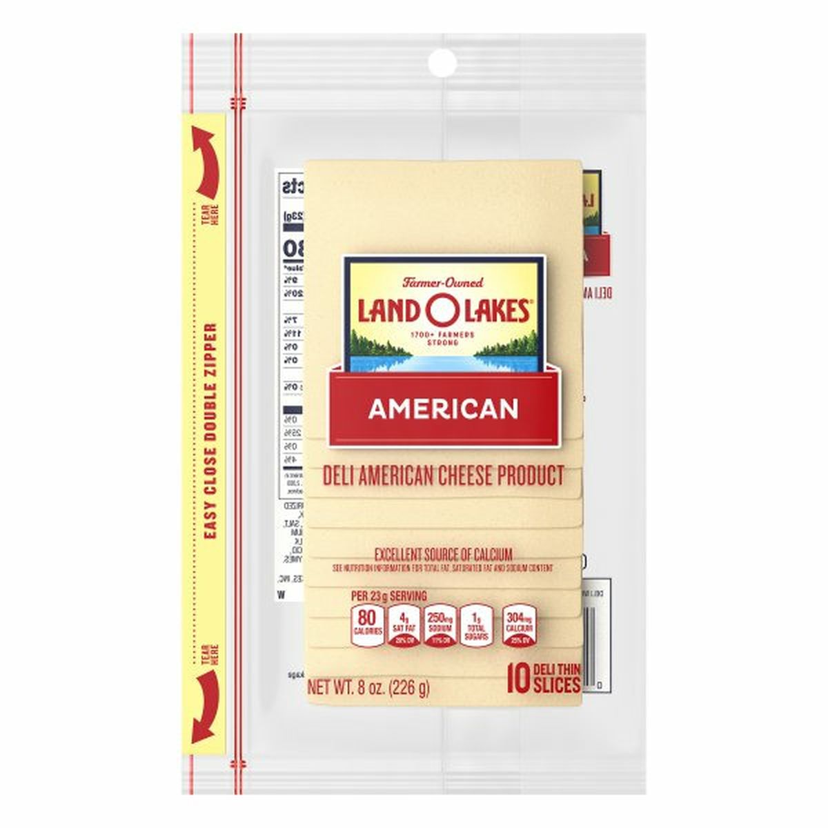 Calories in Land O Lakes Cheese Slices, American, Deli Thin