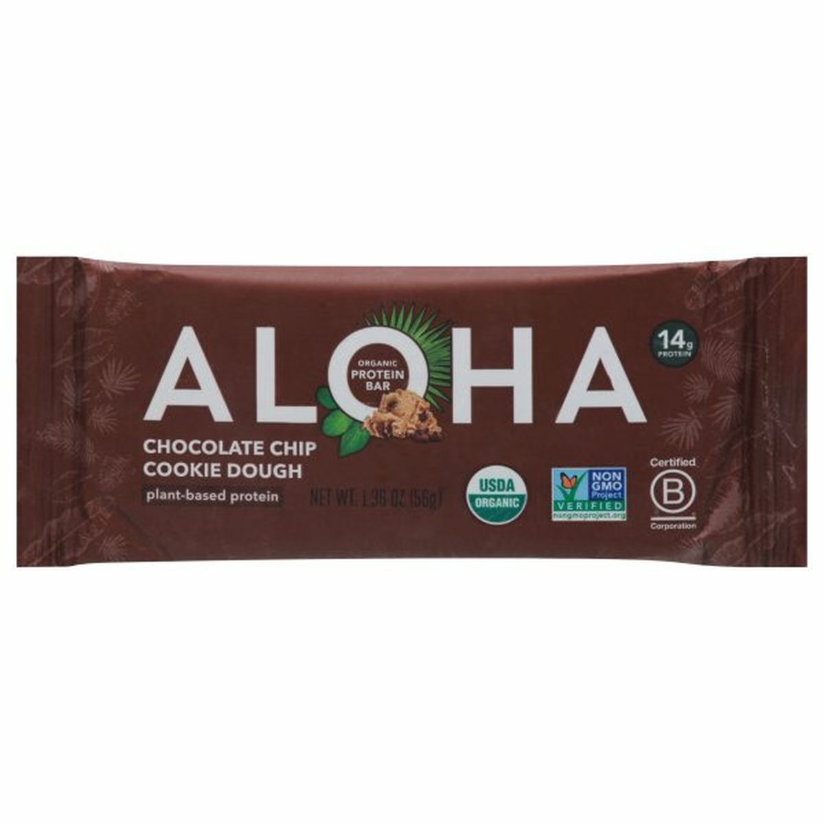 Calories in Aloha Protein Bar, Organic, Chocolate Chip Cookie Dough