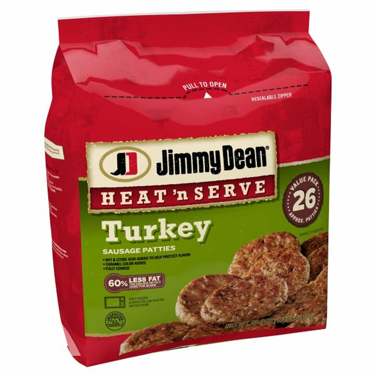 Calories in Jimmy Dean Heat 'N Serve Heat 'N Serve Turkey Sausage Patties, 26 Count