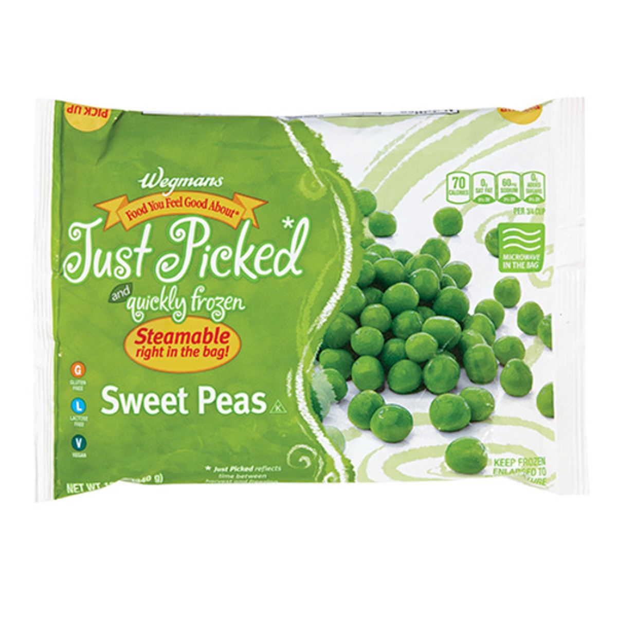 Calories in Wegmans Microwaveable Sweet Peas