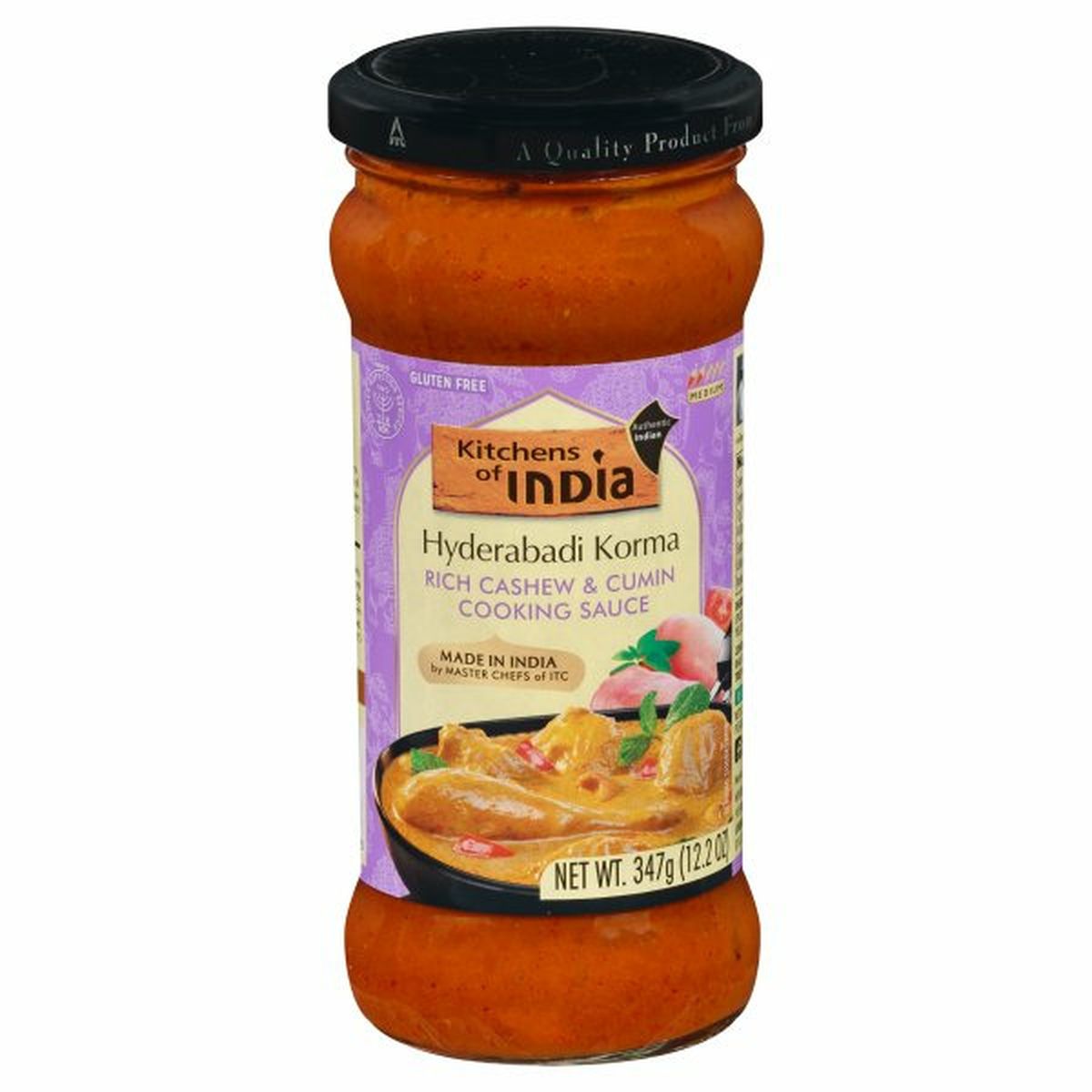 Calories in Kitchens of India Cooking Sauce, Rich Cashew & Cumin, Hyderabadi Korma, Medium