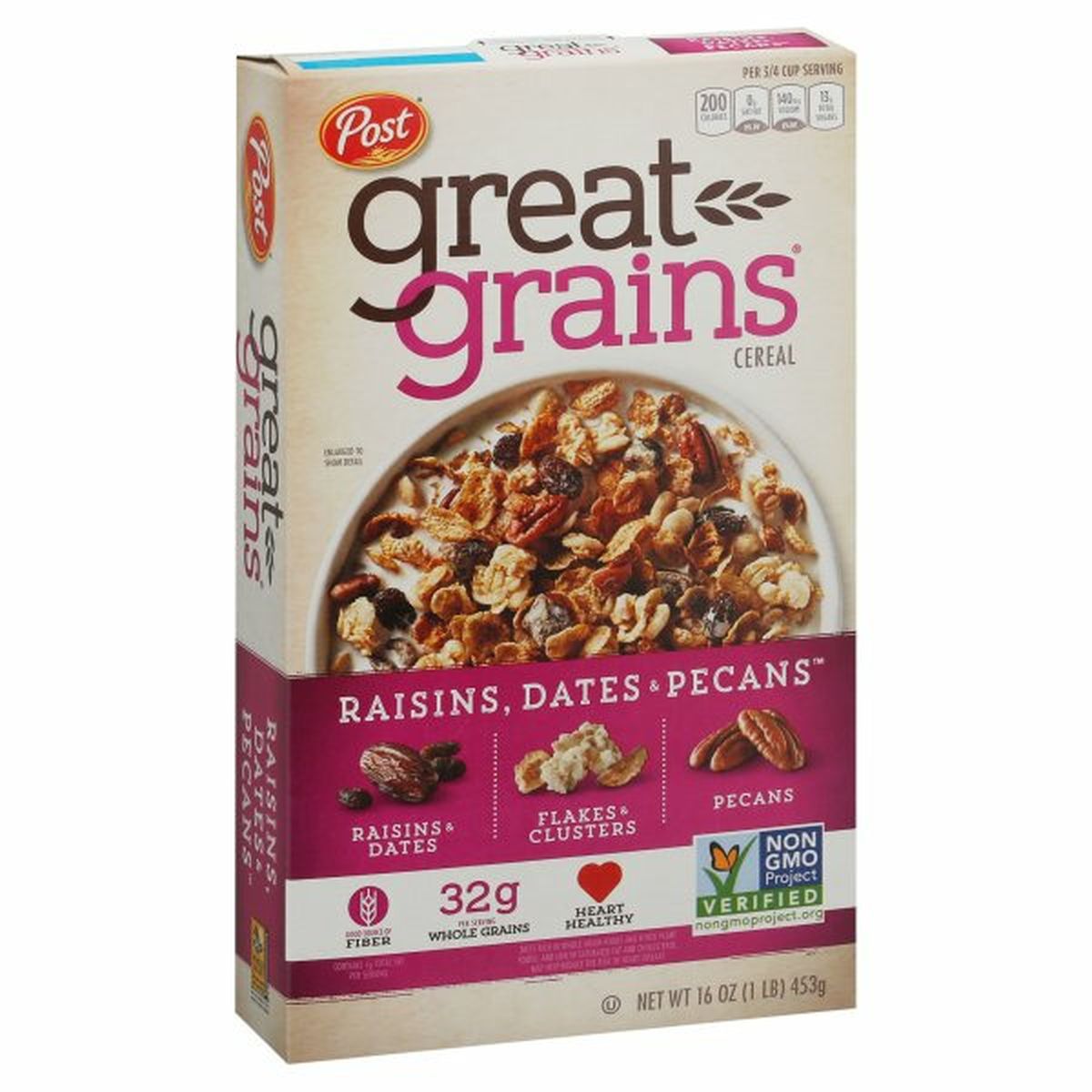 Calories in Great Grains Cereal, Raisins, Dates & Pecans