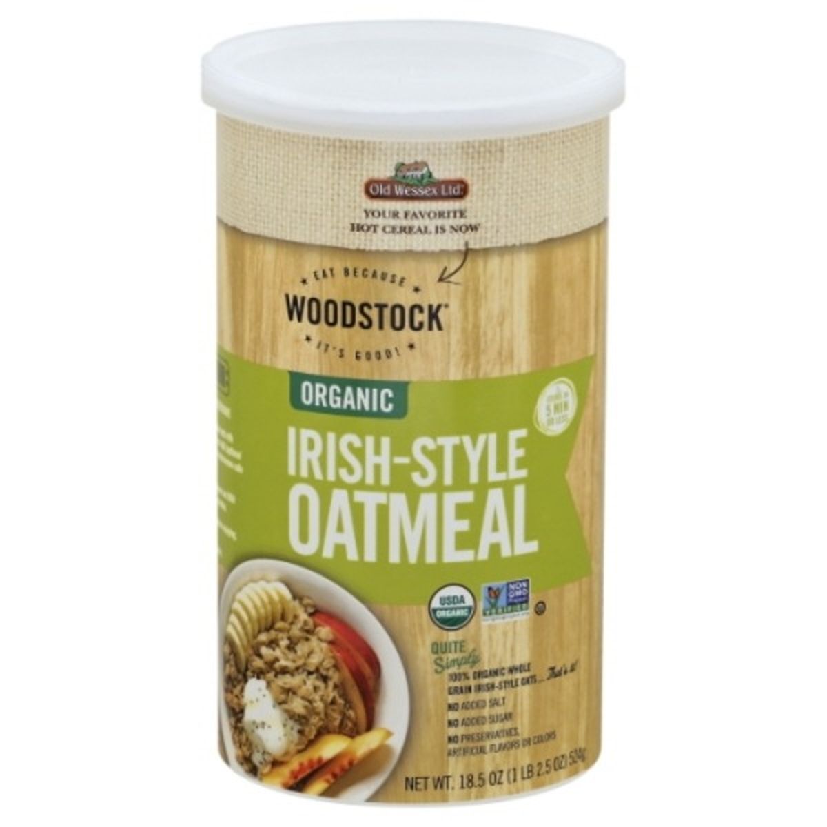 Calories in WOODSTOCK Oatmeal, Organic, Irish-Style