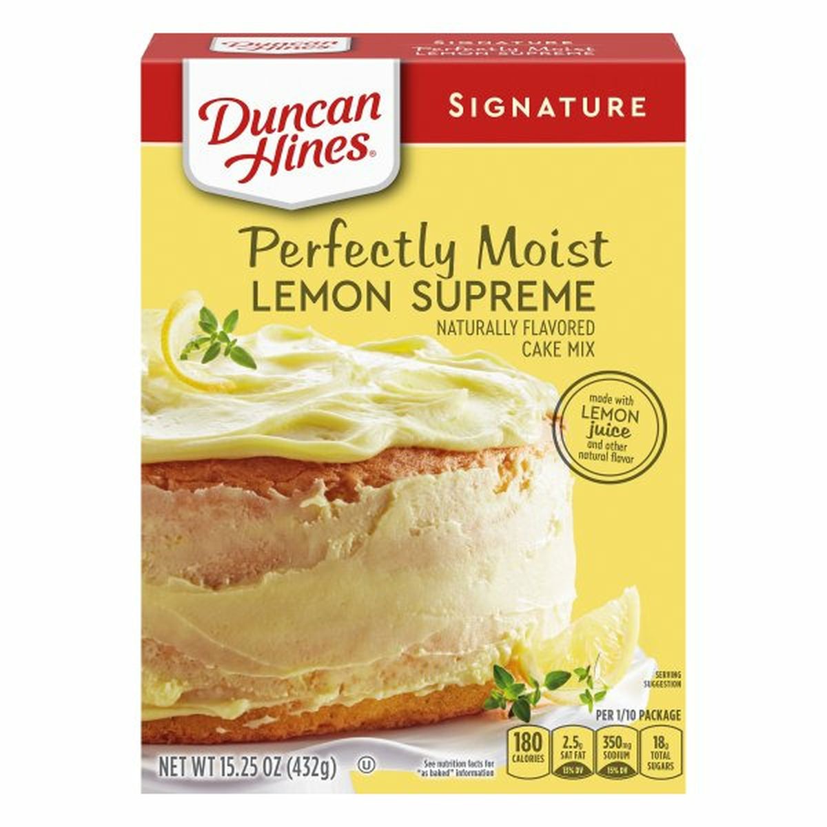 Calories in Duncan Hines Signature Cake Mix, Lemon Supreme, Perfectly Moist