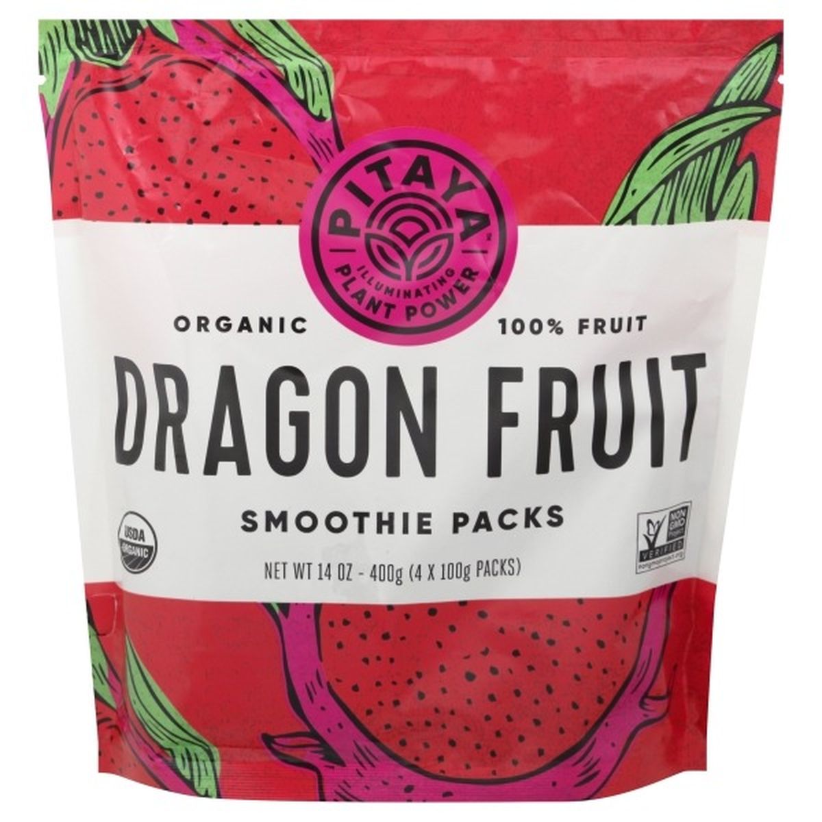 Calories in Pitaya Foods Smoothie Packs, Organic, Dragon Fruit