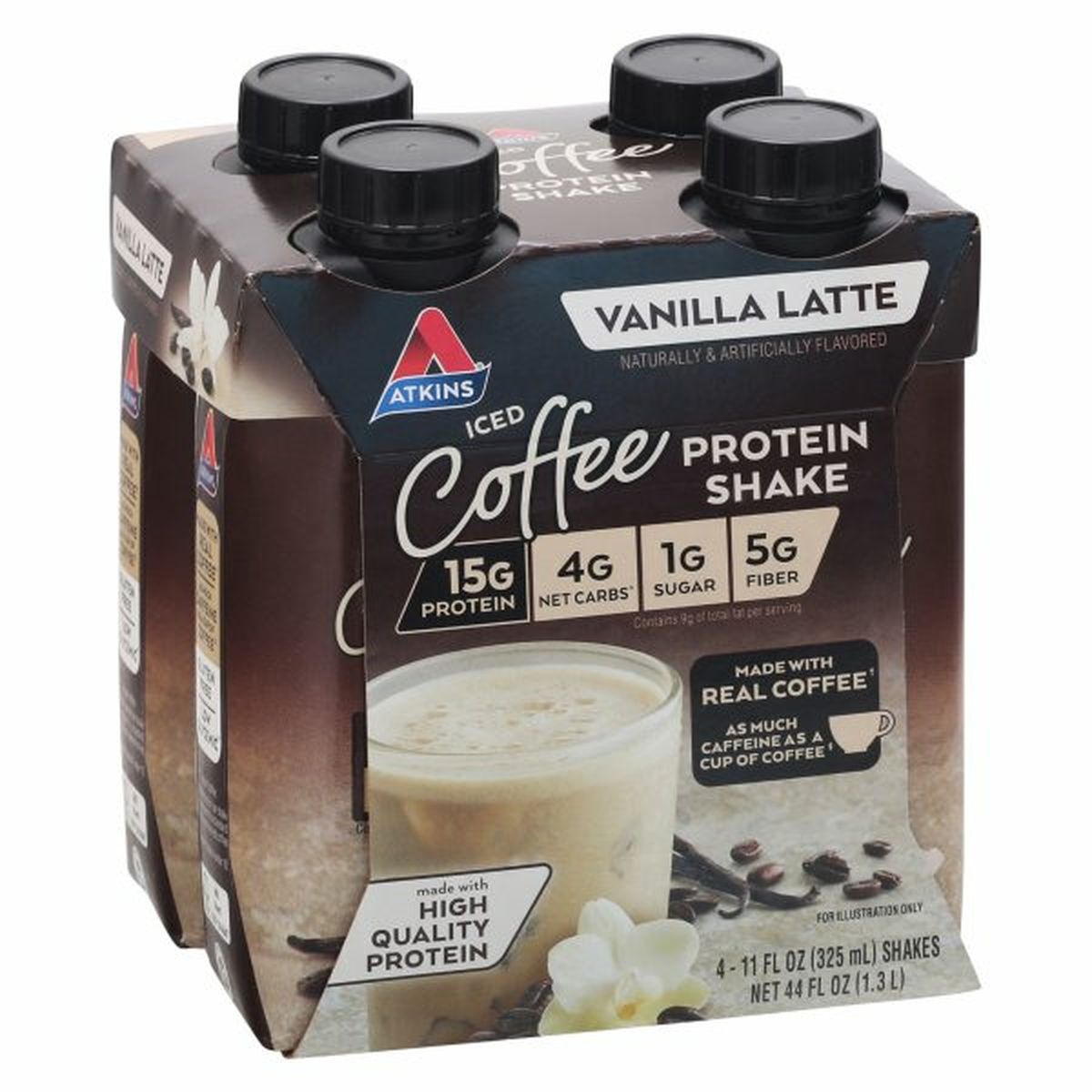 Calories in Atkins Protein Shake, Iced Coffee, Vanilla Latte, 4 Pack
