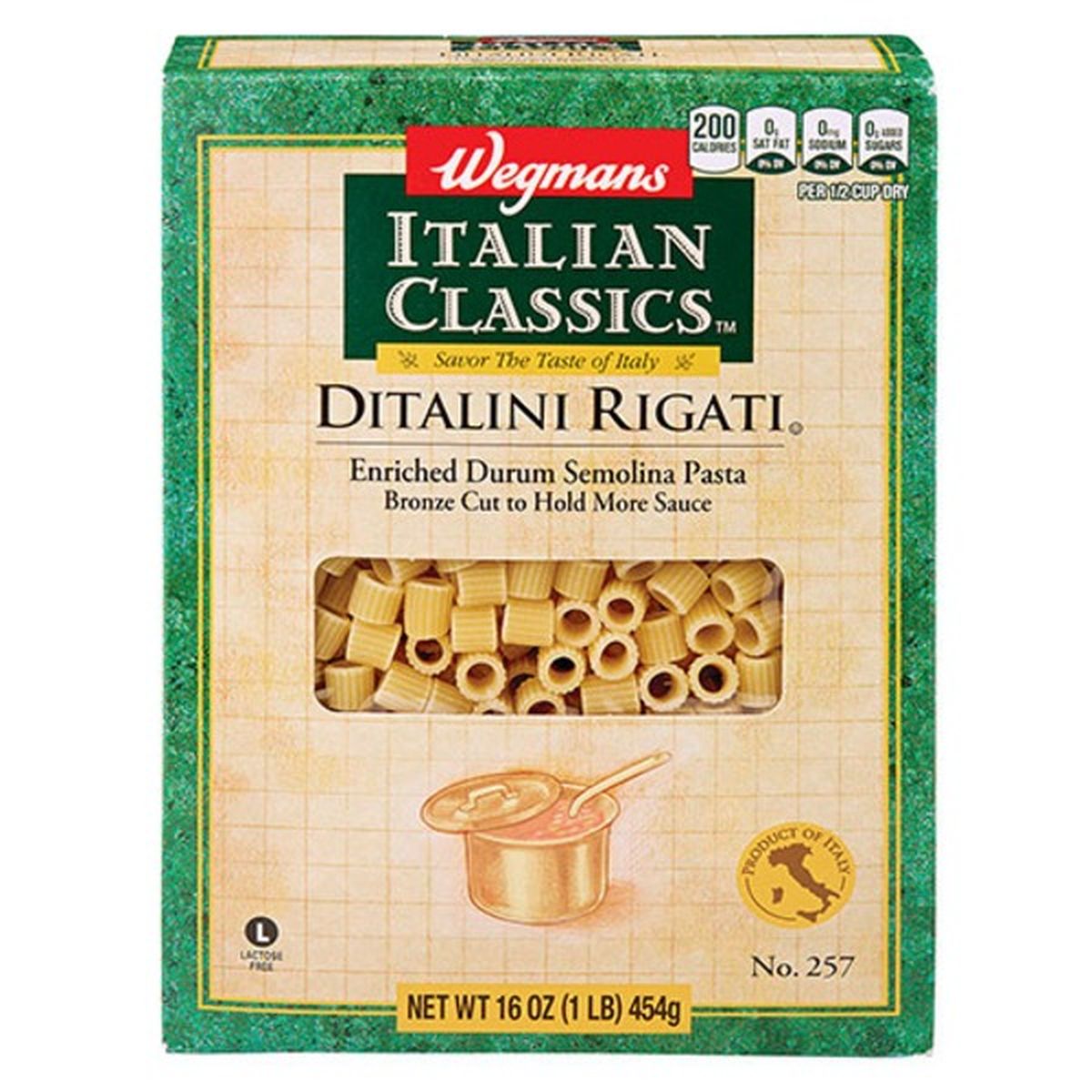 Calories in Wegmans Italian Classics Ditalini Rigati