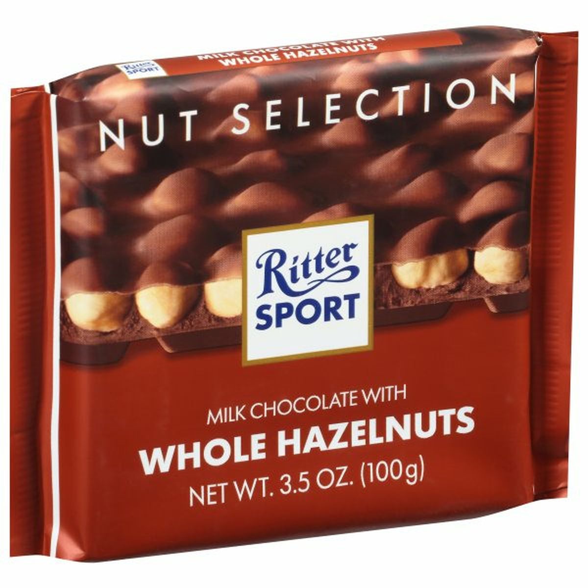 Calories in Ritter Sport Milk Chocolate, with Whole Hazelnuts