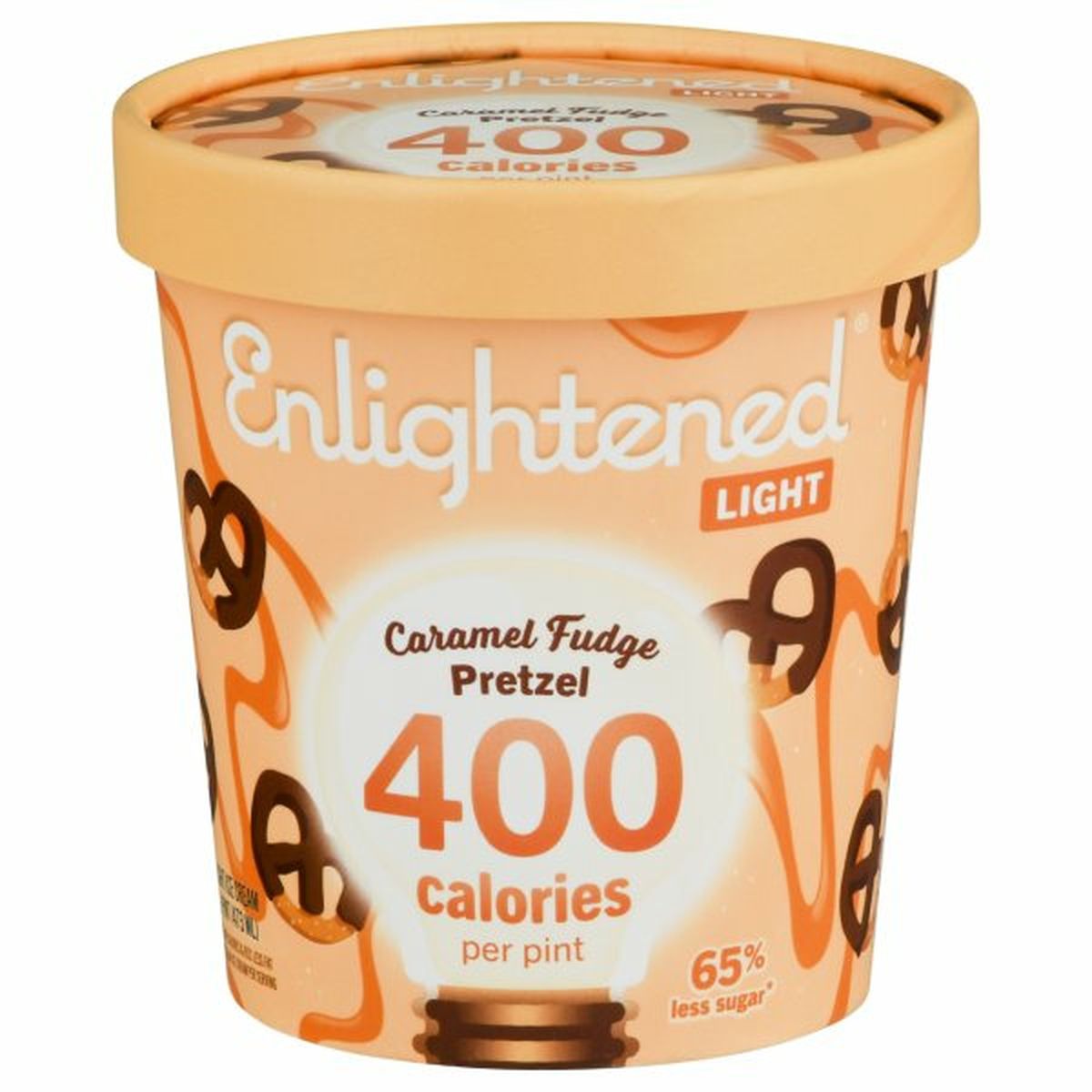Calories in Enlightened Ice Cream, Caramel Fudge Pretzel, Light