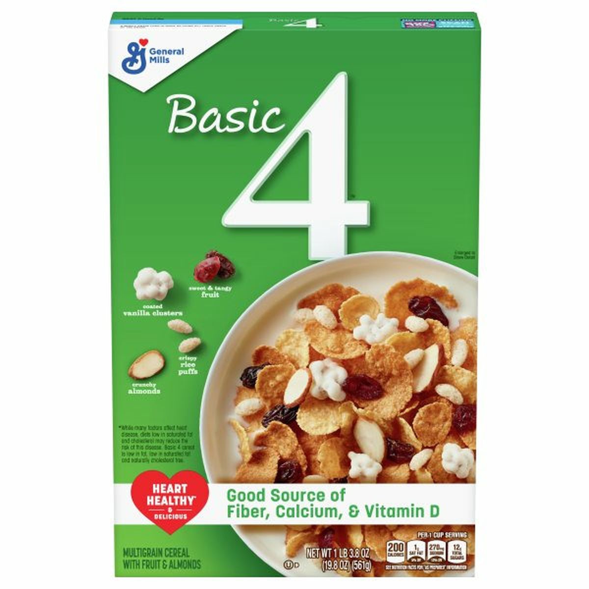 Calories in Basic Four Multigrain Cereal, with Fruit & Almonds