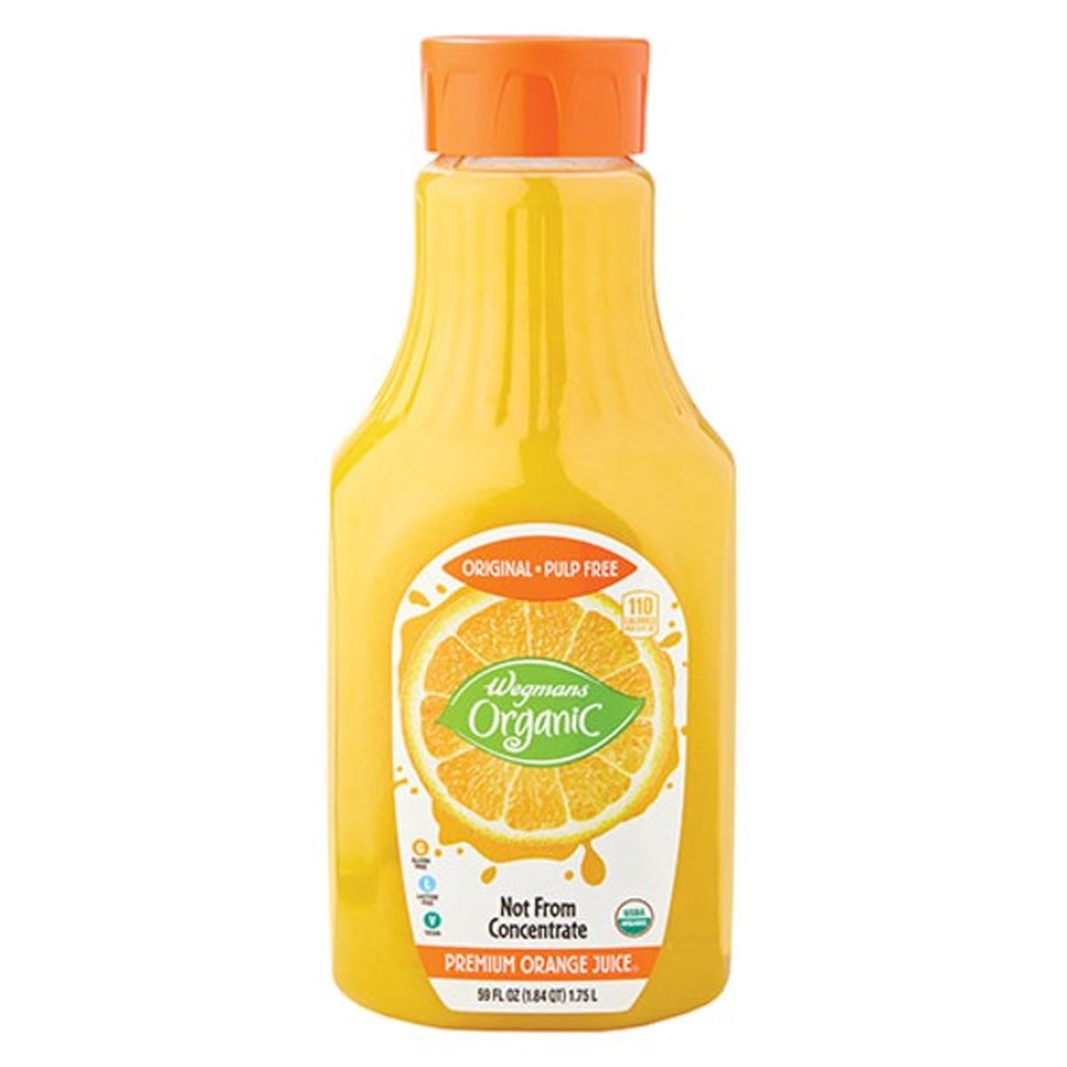 Calories in Wegmans Organic Premium Orange Juice, Original, Pulp Free