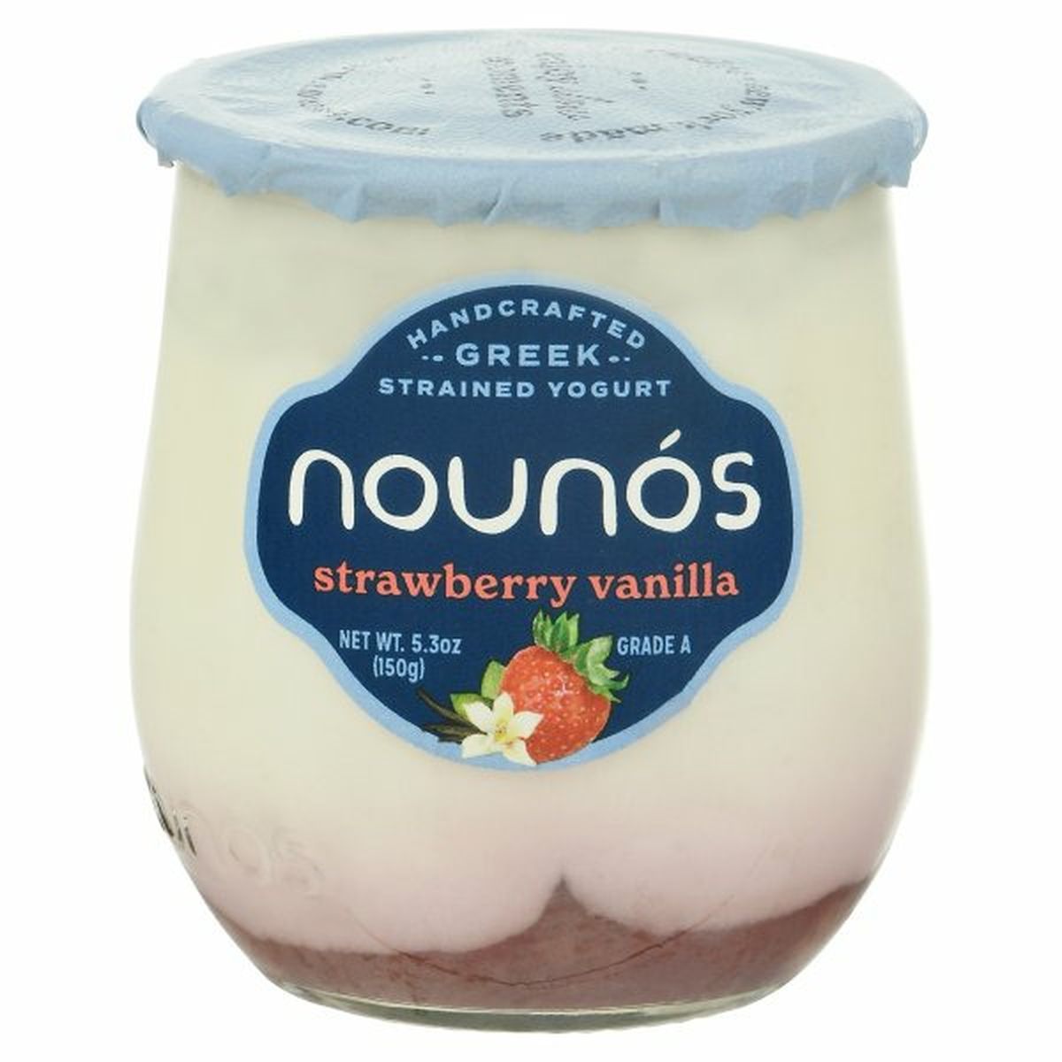 Calories in Nounos Yogurt, Greek, Strawberry Vanilla, Strained