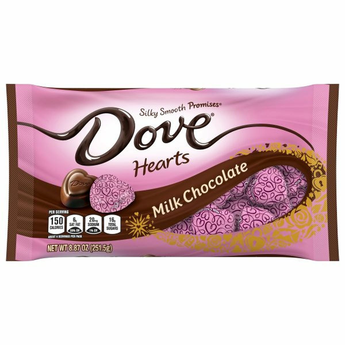 Calories in Dove Silky Smooth Promises Milk Chocolate, Hearts