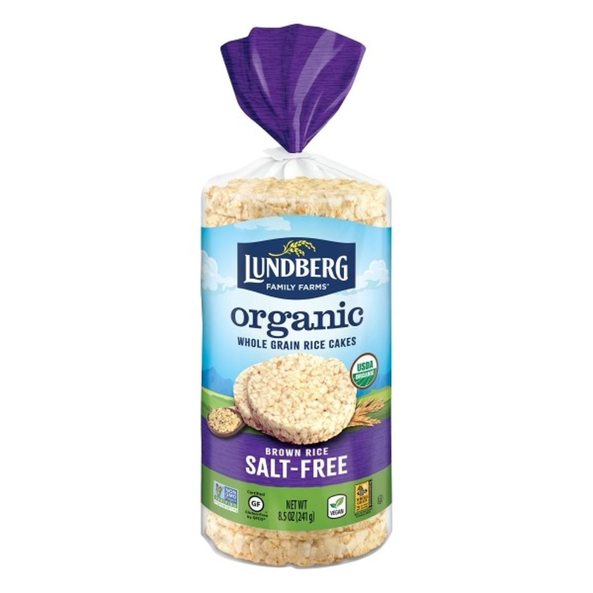 Calories in Lundberg Family Farms Rice Cakes, Whole Grain, Brown Rice, Salt-Free, Organic