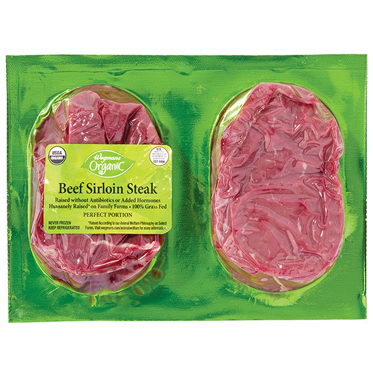 Calories in Wegmans Organic Perfect Portion Grass Fed Sirloin Steak
