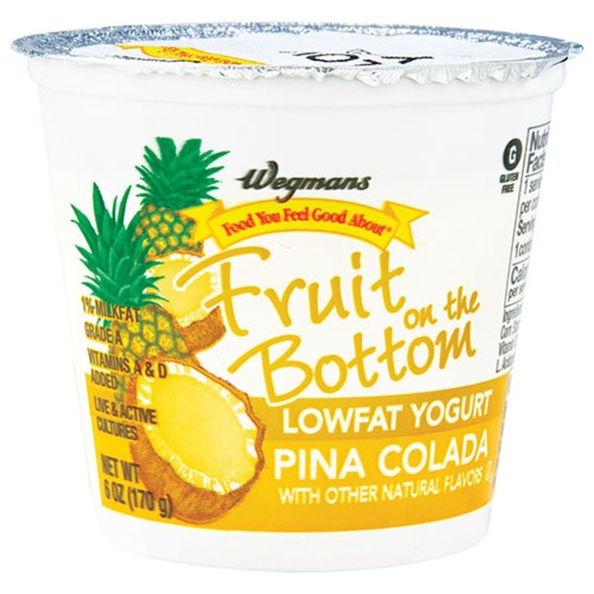 Calories in Wegmans Fruit On The Bottom Lowfat Pina Colada  Fruit On The Bottom Yogurt