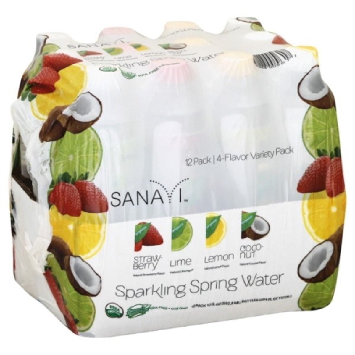 Calories in Sanavi Sparkling Water, Spring, 4-Flavor Variety Pack, 12 Pack
