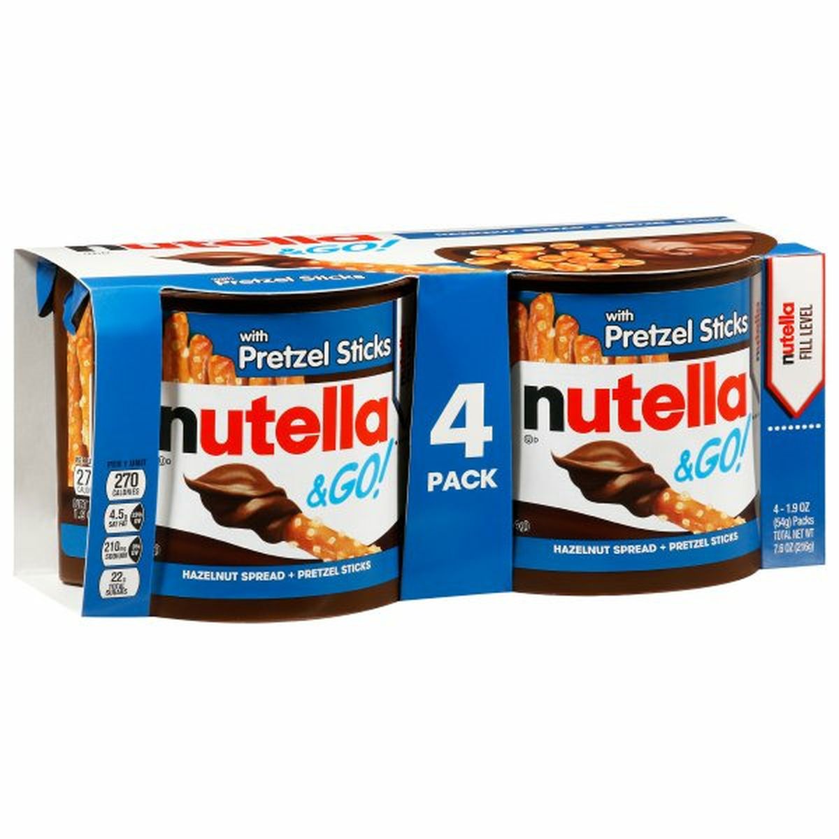 Calories in Nutella & Go Hazelnut Spread + Pretzel Sticks, 4 Pack