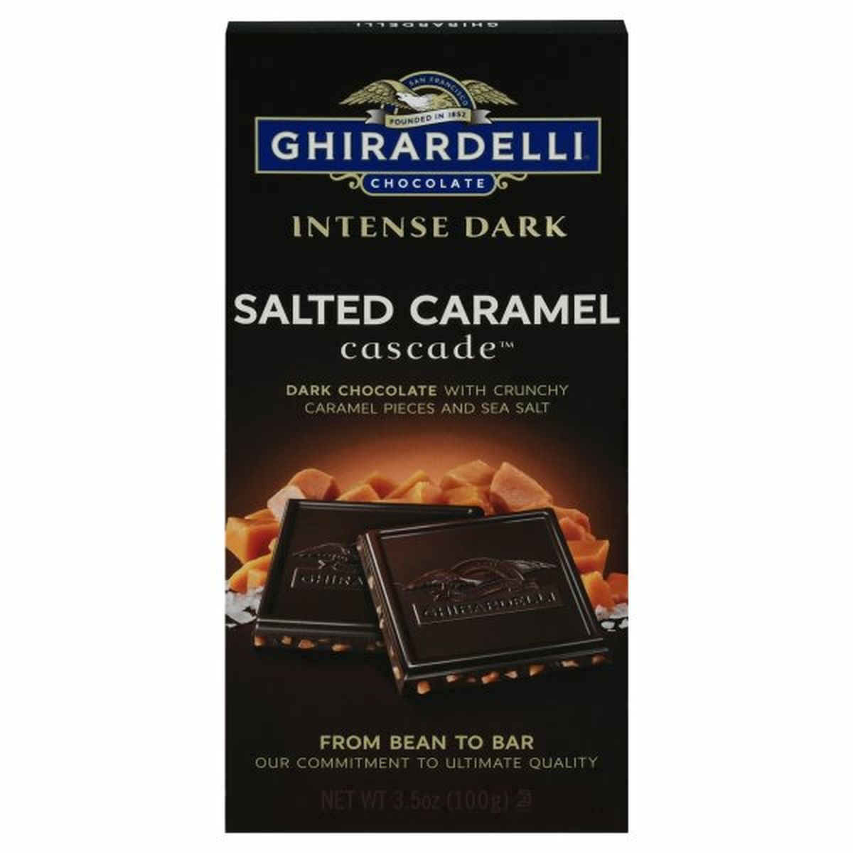 Calories in Ghirardelli Dark Chocolate, Salted Caramel Cascade, Intense Dark