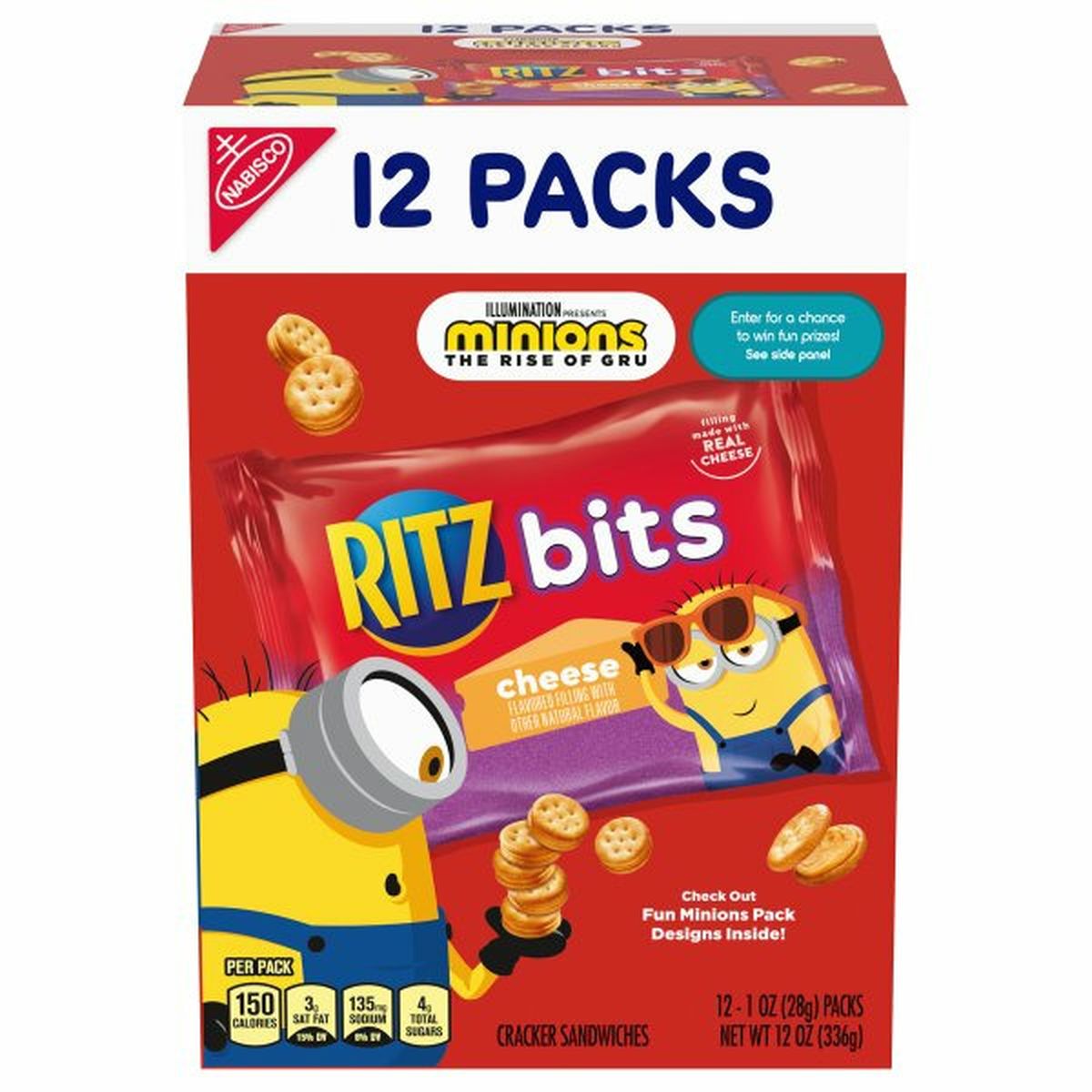 Calories in Ritz Cracker Sandwiches, Cheese, Minions The Rise of Gru, 12 Packs