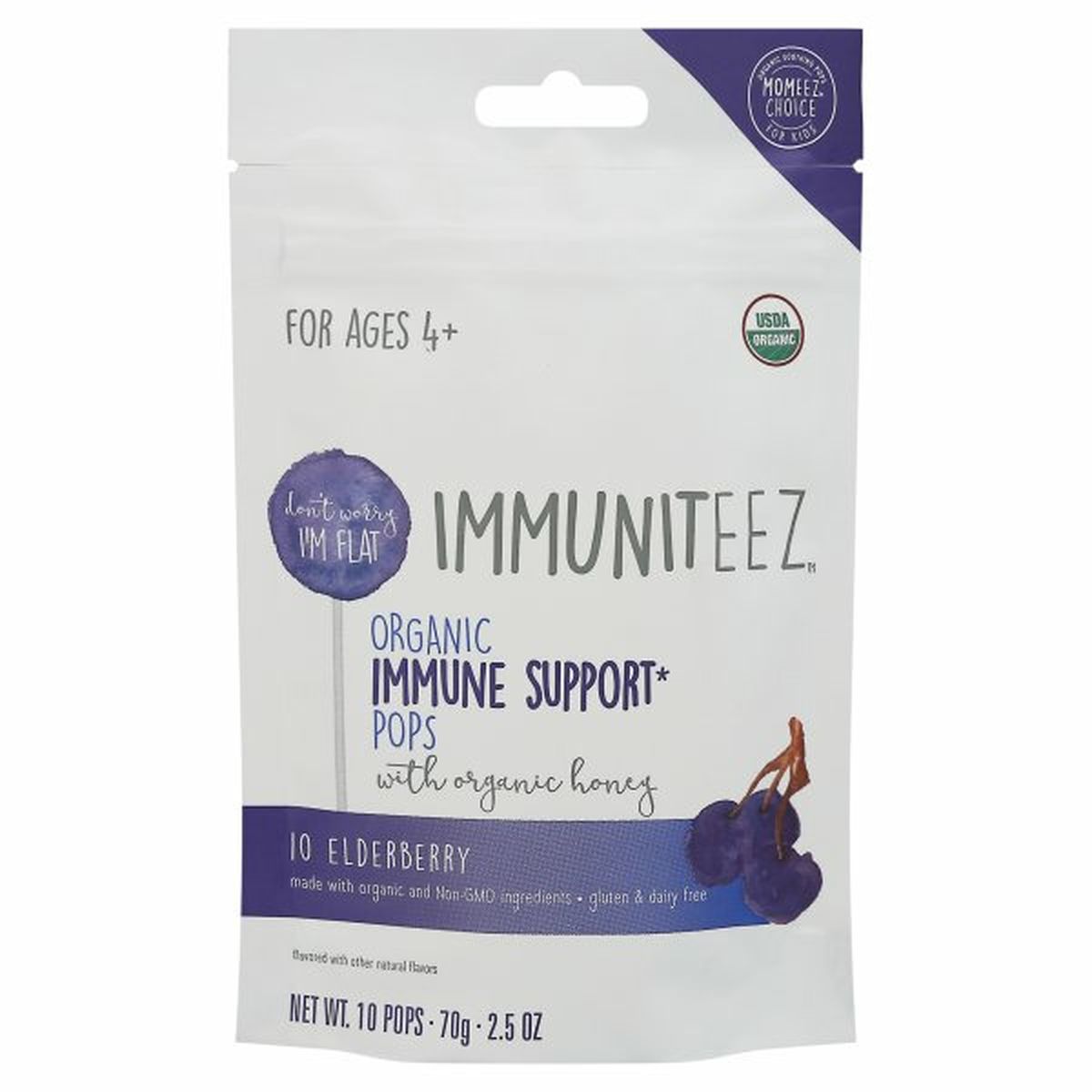 Calories in Momeez Choice Immuniteez Immune Support Pops, Organic, Elderberry