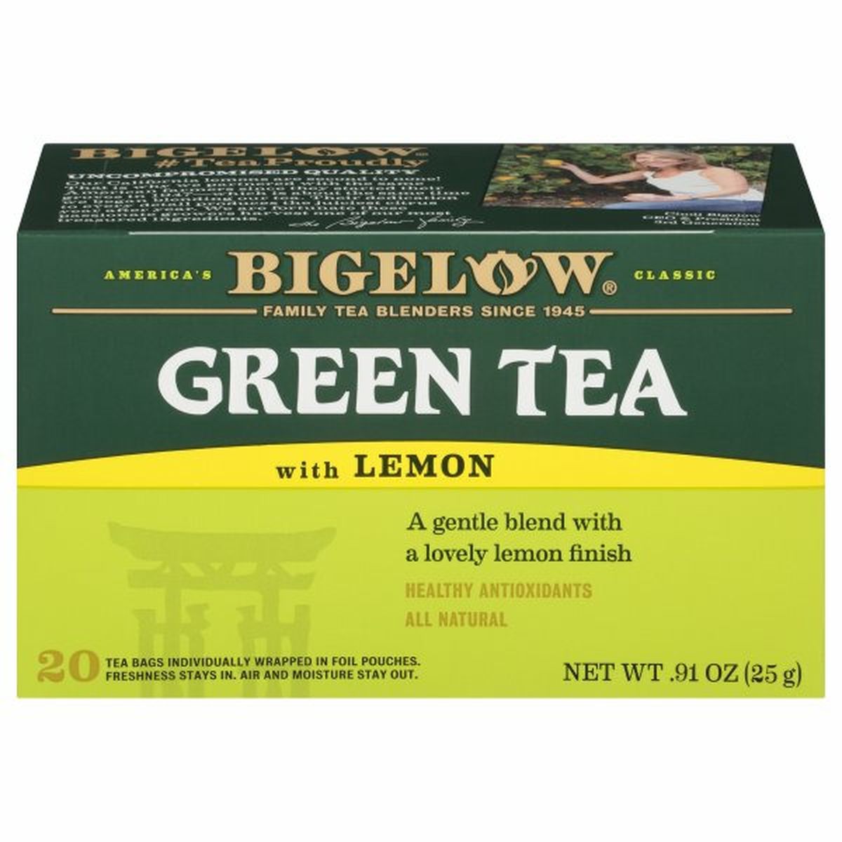 Calories in Bigelow Green Tea, Lemon, Tea Bags